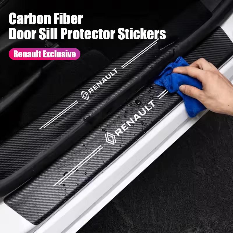 Car Door Sill Protector Pedal Carbon Fiber Protecto Stickers For Renault Clio Sandero Captur Megane R5 4 E-tech Scenic Austral R444
