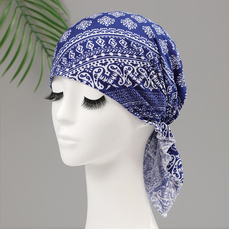 Hat Female Triangle Scarf Pirate Hat Headscarf Hat Head Cap Chemotherapy Cap Casual Printing Dust Hat Ethnic Hat