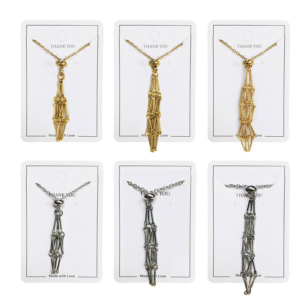 Чистое металлическое ожерелье, держатель для кристаллов, ожерелье в виде клетки, мужской держатель в стиле панк для камней Pa K1T2