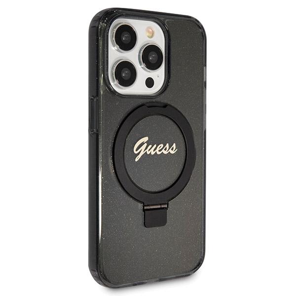 Etui do iPhone 13 Pro Max Guess Ring Stand Glitter MagSafe Czarny