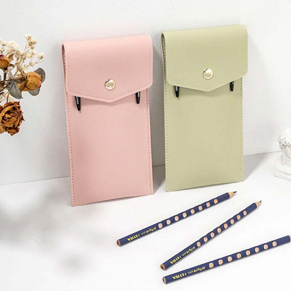 Сумка для ручек с застежкой-кнопкой, вместительный держатель для ручек, креативная сумка для хранения канцелярских принадлежностей, школьный офис