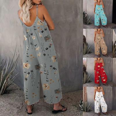 2024 модные весенние и летние повседневные женские брюки на подтяжках, осенний свободный и дышащий стильный комбинезон без рукавов с принтом для женщин