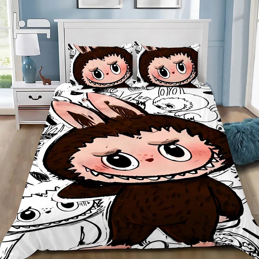 Милый 3D постельный комплект Labu из 2/3 предметов для спальни, Детский подарок, Подростковый, Взрослый, Микрофибра, Двуспальный, Пододеяльник на молнии, Декор комнаты