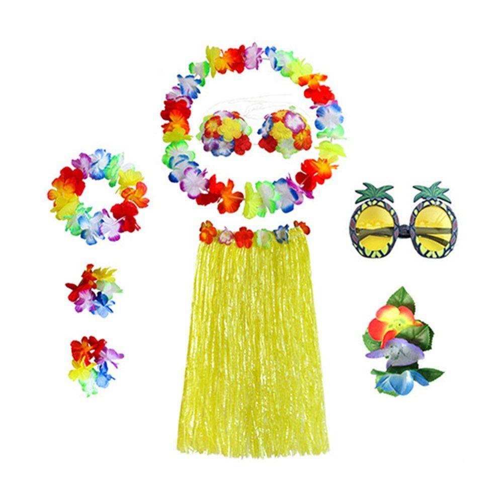 Гавайские принадлежности для вечеринки очки гирлянда ожерелье костюм повязка на голову гавайская хула юбка комплект маскарадный костюм