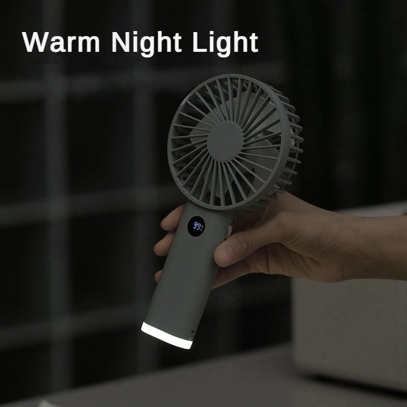New USB Low Noise Small Fan Outdoor Portable Handheld Fan Intelligent Digital Display 100 Speed Infinitely Adjustable Fan 106*38*213mm