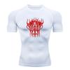 Men's Quick Dry Compression Fitness T-shirt, Satanic Red Thorn Print Inverted Cross Casual Athletic Tee for Gym Workout Running Training Wear