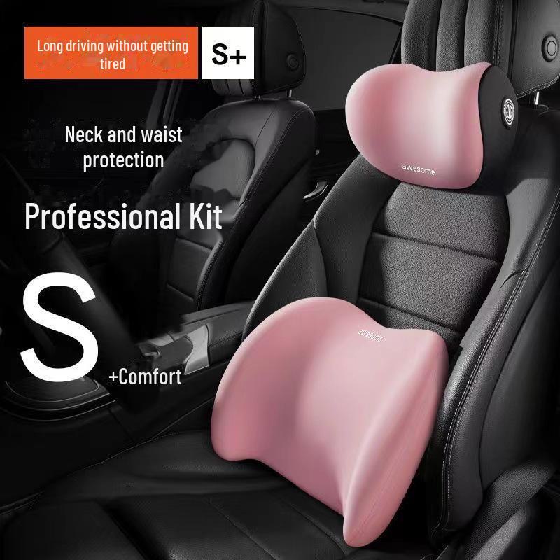 Подголовник автомобиля с эффектом памяти, поясничная поддержка, комплект - красная поясничная подушка