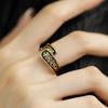 Elegant Geometric Design Ancient Gold Flower Ring For Women Adjustable Size