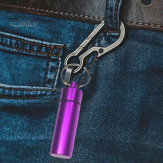 Портативная герметичная банка-брелок с винтовой крышкой из алюминиевого сплава, водонепроницаемая, с плоским дном, подвесная мини-таблетка, бутылка для хранения таблеток, контейнер, держатель, кольцо для ключей