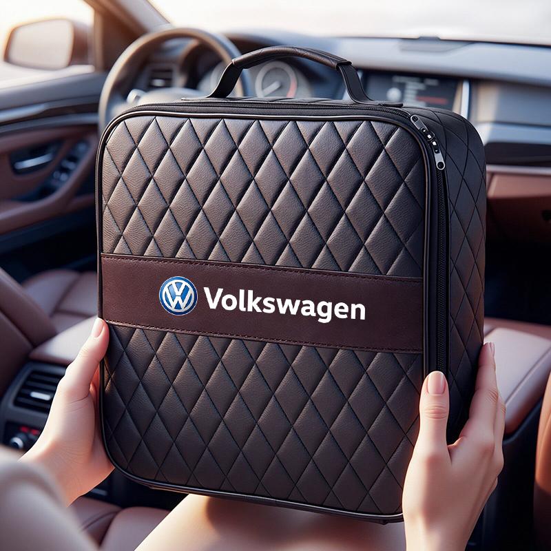 lijk1 Car Leather Storage Bag High-capacity Auto Trunk Handbag For Volkswagen VW GTI Polo Golf Passat Tiguan Arteon Touareg CC Taigo