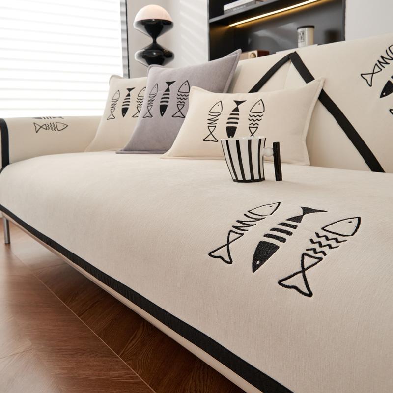 Solid Color Sofa Towel for Living Room Chenille Sofa Cushion Couch Cover Modern Minimalist Corner Sofa Cover Multi-sizes