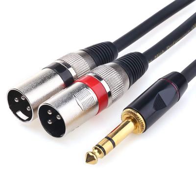 Disino Y-образный разветвитель Stereo Breakout Cable, 1/4" TRS на двойной XLR Male, 1/4" (6,35) к 2 патч-кабелям XLR - 3,3 фута/1 м