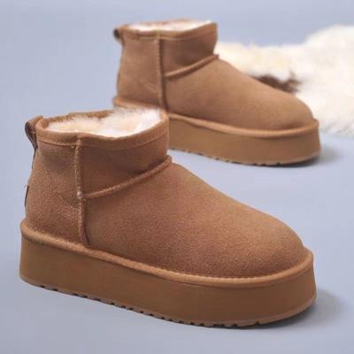 Флисовые утепленные хлопковые туфли, новые зимние теплые туфли-буханки, женские сноубутсы на толстой подошве без застежки