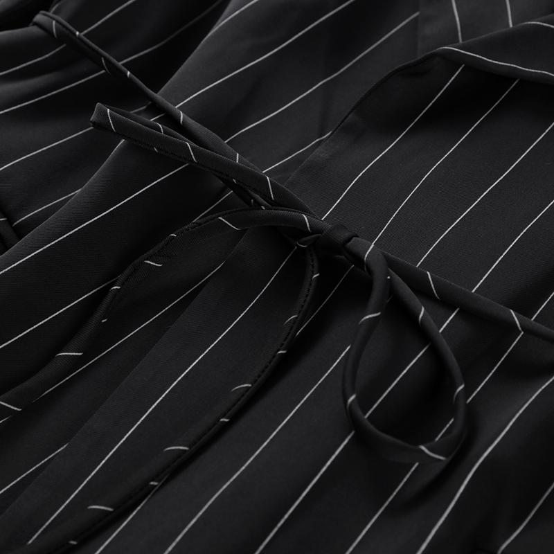 Модный полосатый пиджак с лацканами для женщин, элегантный свободный пиджак с поясом, женская весенняя универсальная шикарная уличная одежда