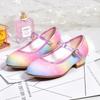 Spring Children High Heels Rainbow Sequins Kids Girls Versatile Wedding Leather Shoes Fashion Causal Princess Dress Single Shoes