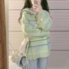 Cardigan Autumn Women Sweater Outerwear Lazy Forest Fresh Casual Long Sleeve Versatile Striped Hooded Knitted Sweater Female Top