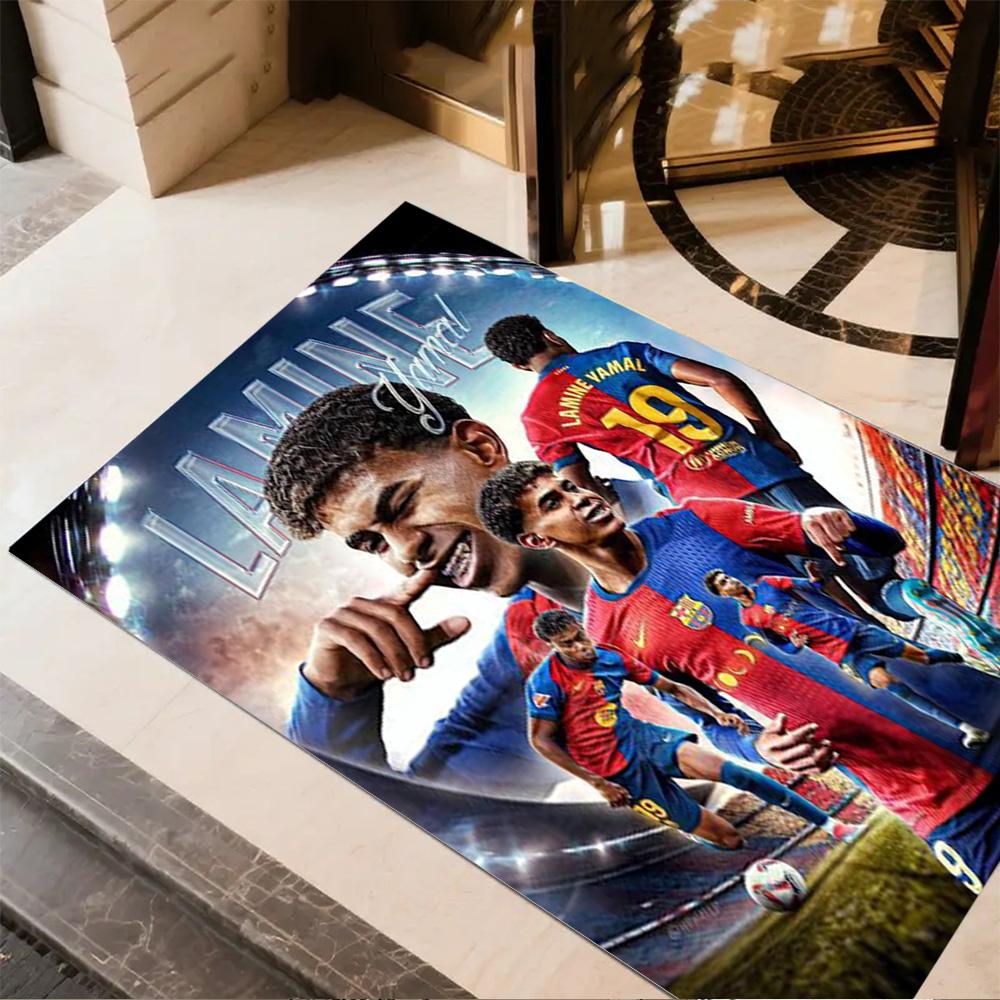 Lamine Yamal's Football Player Action Floor Rug Office Rug Perfect for Dining Room Dormitory Balcony Game Room Anti-slip Rug Office home decor
