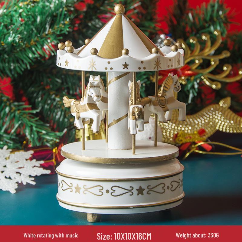 Деревянная музыкальная шкатулка-карусель - Рождественский и подарок на день рождения для детей, креативное украшение для дома