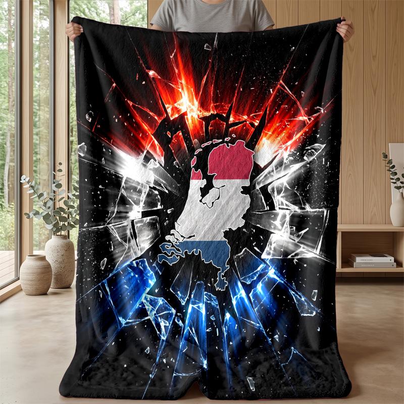 Netherlands Football Printed Flannel Blanket Skin Friendly Warm Decorative Throw for Indoor Couch Bed Daily Use