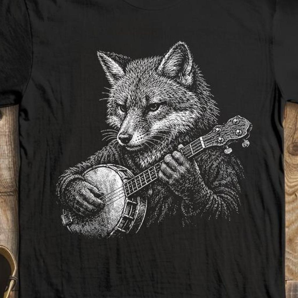 Fox Banjo Shirt, Bluegrass Music Tee, Funny Folk Music Gift, Banjo Player Shirt, Appalachian Music T-Shirt