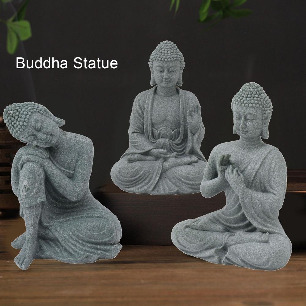 Grey Oriental Stone Carving Ornament Courtyard Sandstone Figurine Indoor Study Shelf Decoration