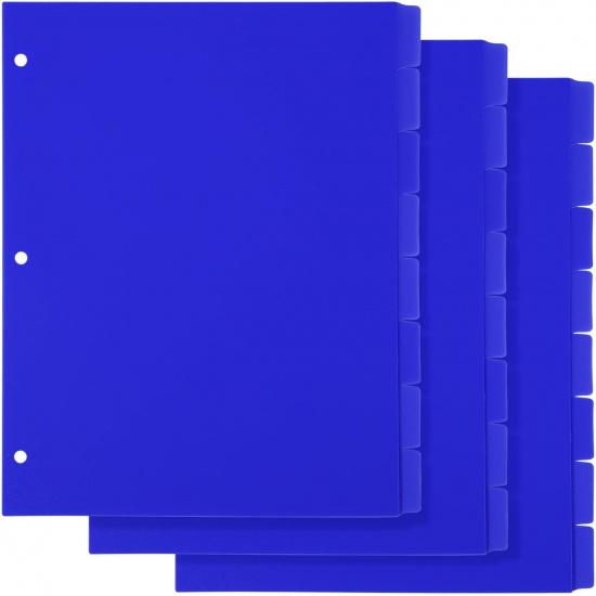 3 Sets 8 Tab Blue Binder Dividers for 3 Ring Binders 8.5 x 11 Inch Binder Dividers with 3 Hole Punched Page Dividers Sturdy Binder Index Dividers for