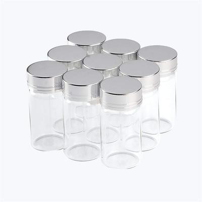 6 шт. Прозрачные стеклянные бутылки с серебристыми алюминиевыми крышками для хранения, декоративные бутылки, вместимость 25 мл, бутылки,