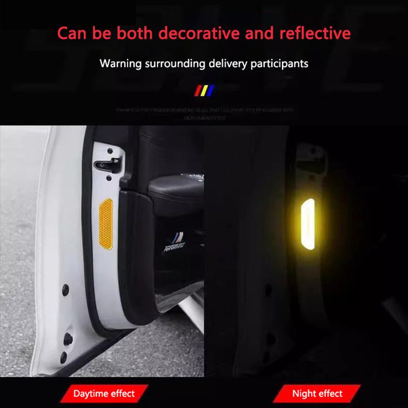 BVYD9 Car Door Reflective Sticker Night Light Warning Decal For BMW X1 X3 X4 X5 E46 E90 F20 E60 E39 F10 M1 M2 M3 M5 M6 E87 M Power