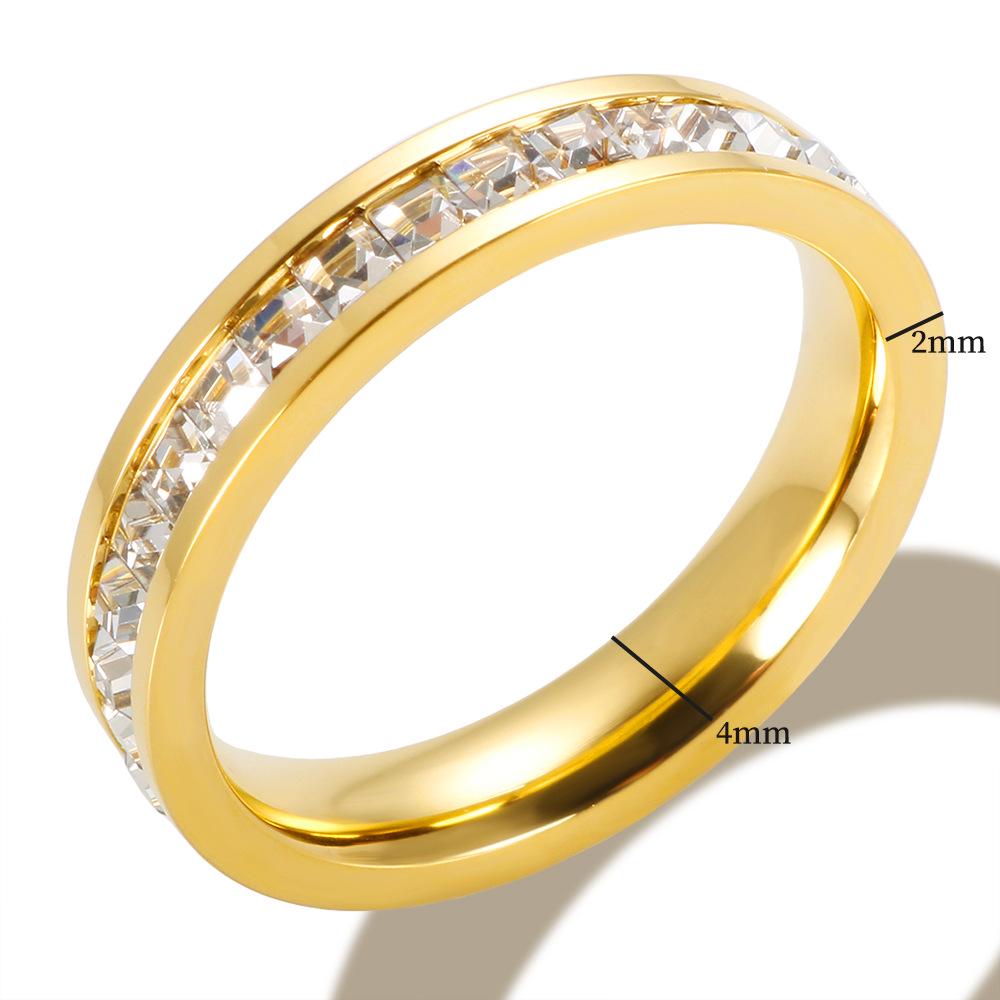 18K Gold-Plated Diamond Women's Stainless Steel Ring In Luxury European and American Style
