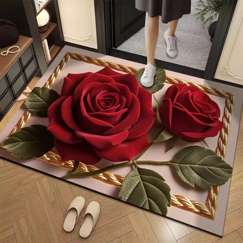 3D Floral Diatomaceous Earth Bathroom Mat - Absorbent, Non-Slip, Fast-Drying Door Mat
