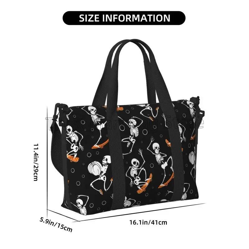 Skateboard Skull Party Travel Duffel Bags Lightweight Waterproof Weekender Overnight Bag Foldable Carry on Bag for Sport Gym Bag