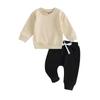 Baby Boys Pants Set 6M 12M 18M 24M 3Y Long Sleeve Crew Neck Sweatshirt with Elastic Waist Sweatpants Infant Clothes