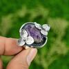 Натуральный шевронный аметист, кольцо-цветок с несколькими камнями, размер 10,25, серебро 925 пробы