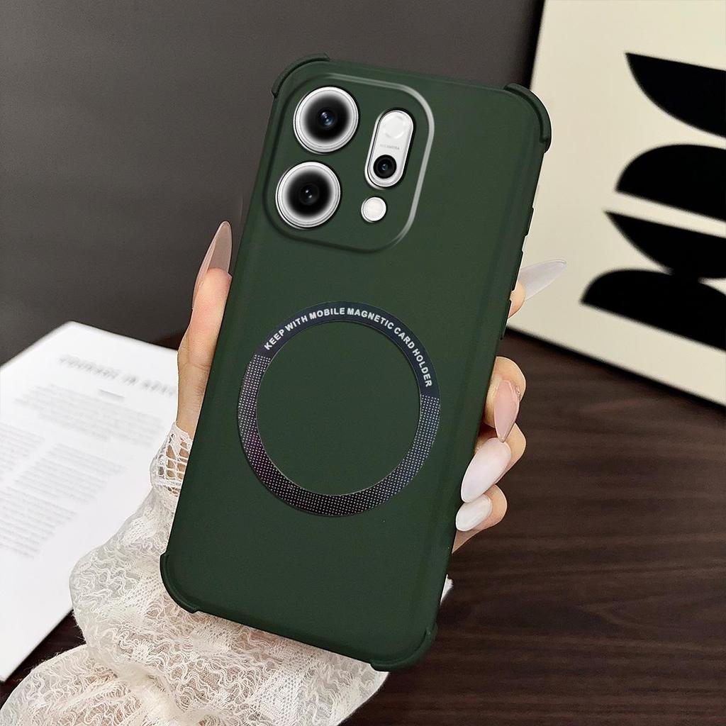 Чехол для OPPO Reno14 Pro 5G, Reno14 5G Магнитный чехол с матовым покрытием, ощущением кожи, 4-угловая подушка безопасности, противоударный бампер
