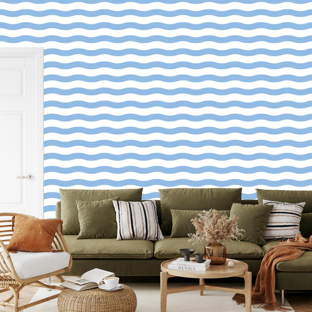 Azure Stripes Wallpaper, Clear Detail for Living Room and Bedroom 50x1000