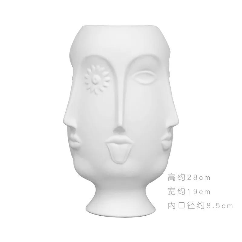Керамическая ваза Creative Face Floreros Decorativos Moderno Vase Decoration Home Living Room White Flower Vase