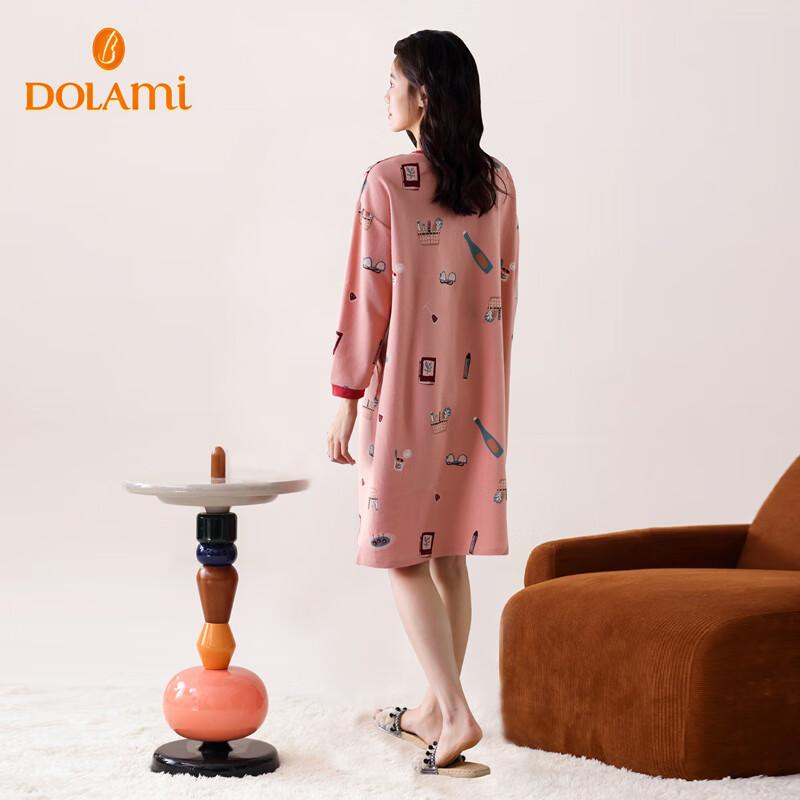 DOLAMI Nightgown, Spring And Autumn Pure Cotton Long-Sleeve Casual Sleepwear, Loose-Fitting ' Loungewear Suitable for Outdoor Wear, Size