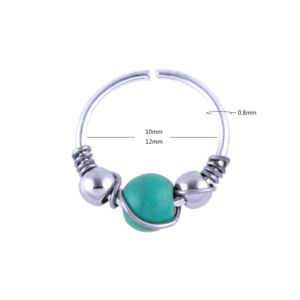 Turquoise Wire Nose Ring & Stud Ear Bone Ornaments - Body Piercing Jewelry