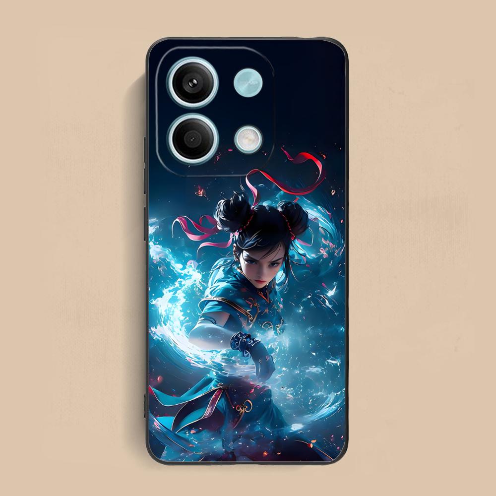 Street Fighter Chunli Phone Case for Xiaomi Redmi Note 14 13 12 11 10 9 S A Pro Plus Lite 5G Black Pretty Luxury Cover