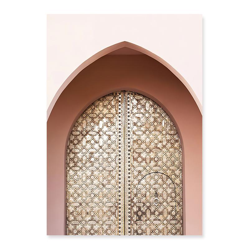 Modern Posters Canvas Painting Moroccan Mosque Building Arch Door Wall Art Print Picture Living Room Interior Home Decorative