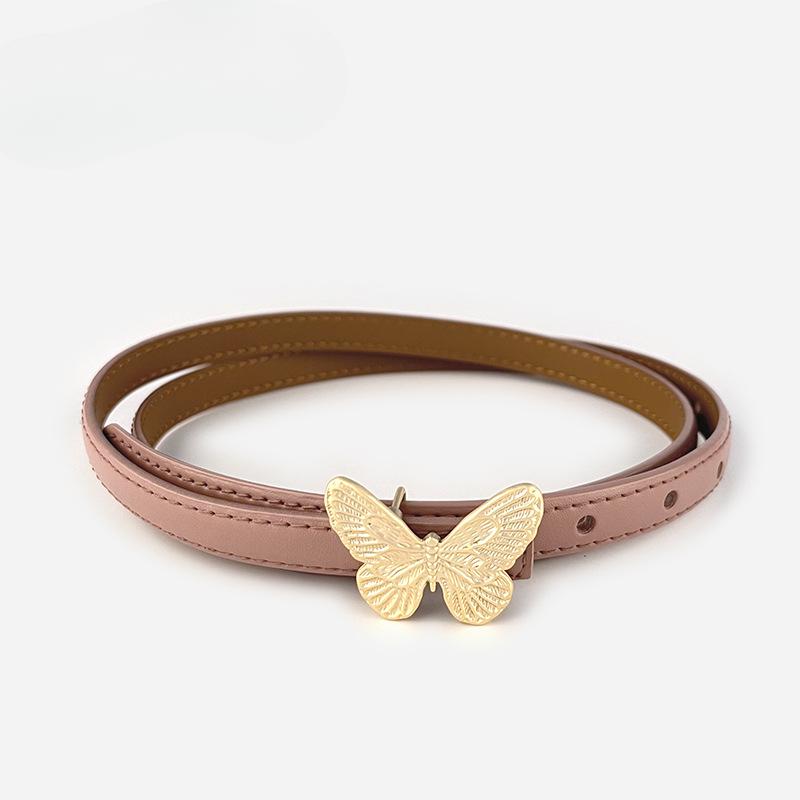 Fashion Womens Belts Pink Belt Elegant Gold Butterfly Buckle Belt Black Patent Leather Belts for Jeans Dresses