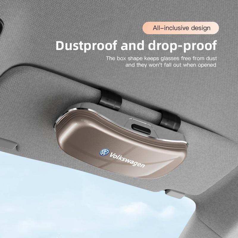 Portable Glasses Case Car Sun Visor Sunglasses Storage Box For VW GTI Polo Golf Passat Tiguan Arteon Touareg CC Taig valve stem zh9