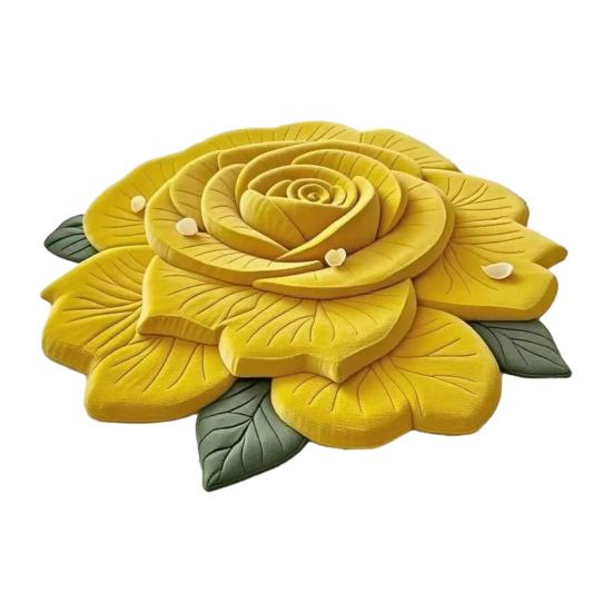 3D Visual Flower Shaped Floor Mat Non Slip Floral Bathroom Rug Super Absorbent Illusion Carpet for Tub Shower Bedroom Kitchen
