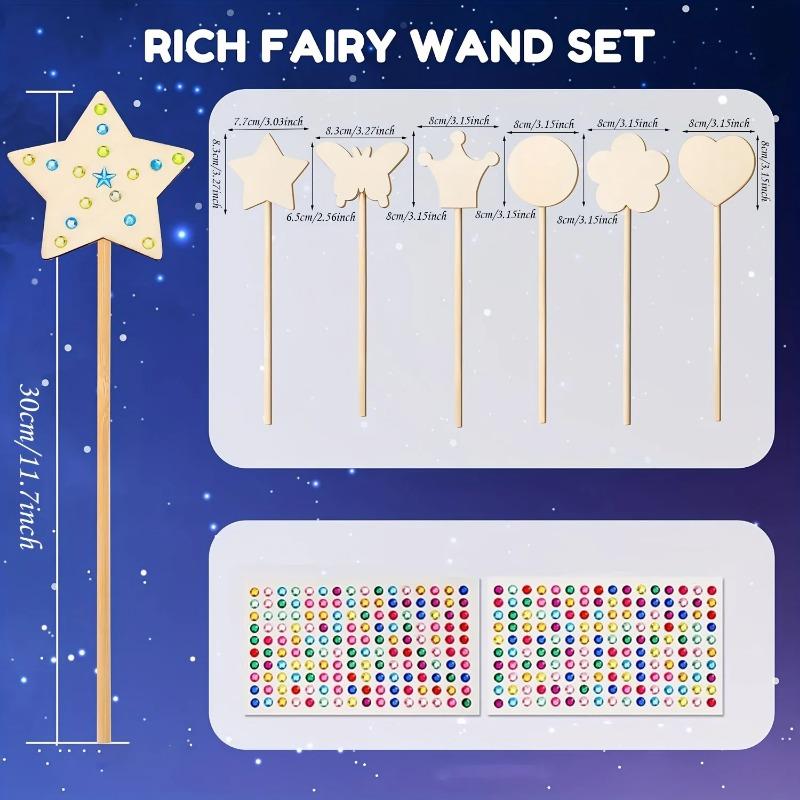 Top Quality Princess Magic Wand Craft Kit DIY Wooden Painting Art Supplies Unique Styles for Birthday Parties Handmade Craft Kit