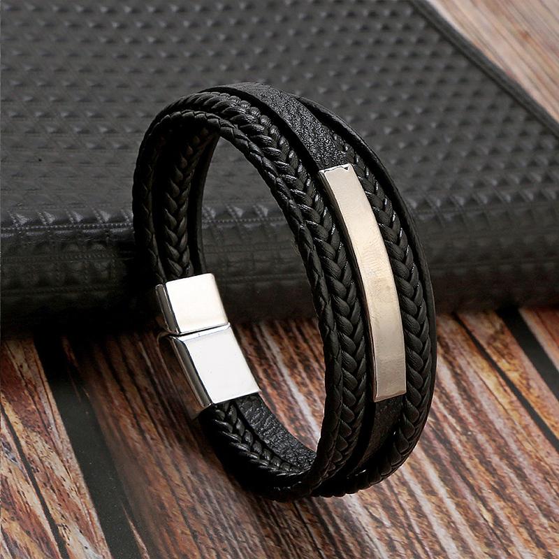Hand-Woven Leather Bracelet Men Fashion Multi-layer Design Bracelet For Men Jewelry Gift