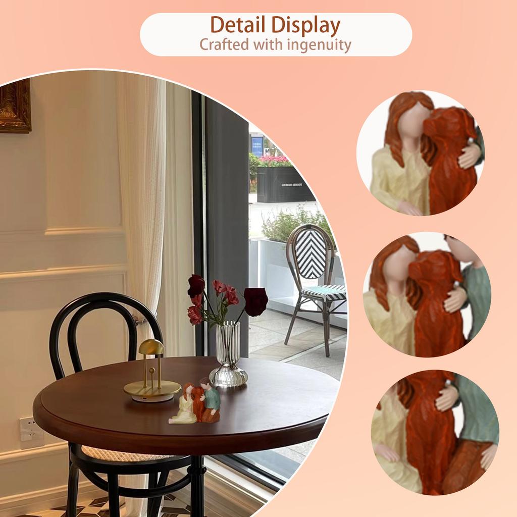 Пара Фигурка Семья Собака Смолы Статуэтка Родитель Сын Дочь Скульптура Домашний Рабочий Стол Книжные Полки Декор Орнамент Подарок