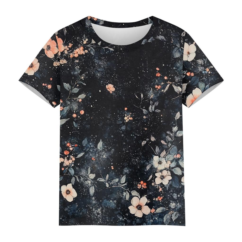 Women's Fashion Casual Printed Round Neck Short Sleeved T-Shirt Top T-Shirt Top Top