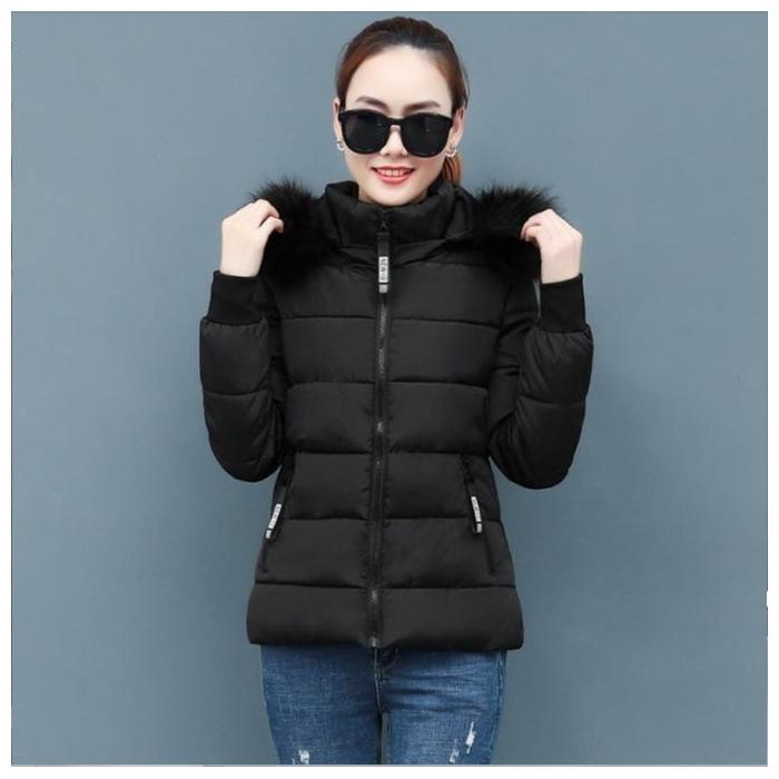 Женское осенне-зимнее хлопковое пальто, новое короткое хлопковое пальто, тонкое утолщенное пальто с большим меховым воротником, маленькое мужское хлопковое пальто
