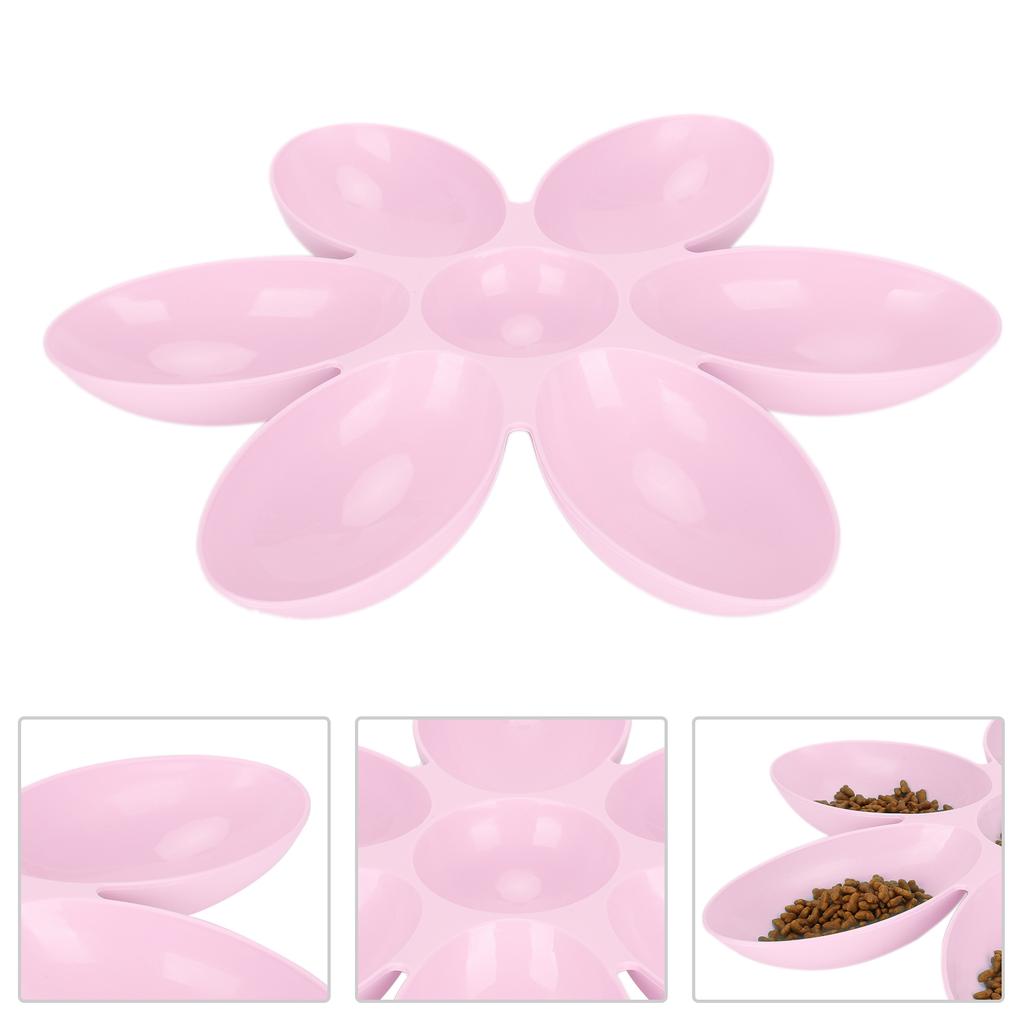 Cat Bowls FoodGrade Flower Petals Shaped 6 Grids Pet Feeding Bowl for Food and Water