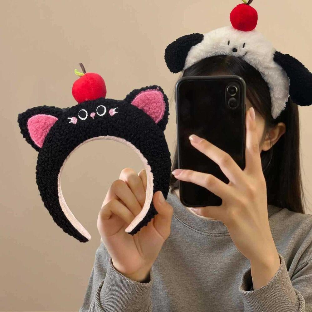 Cat Cartoon Headband Puppy Ear Face Wash Headband Fashion Fluffy Plush Headband Children